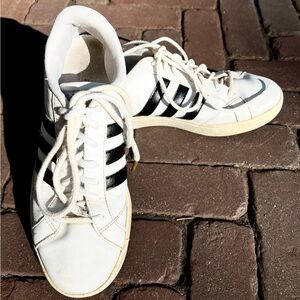 Adidas Classic White and Black Striped Sneakers